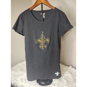 Studded New Orleans Saints Womans "Reebok" Black Med T-Shirt‎